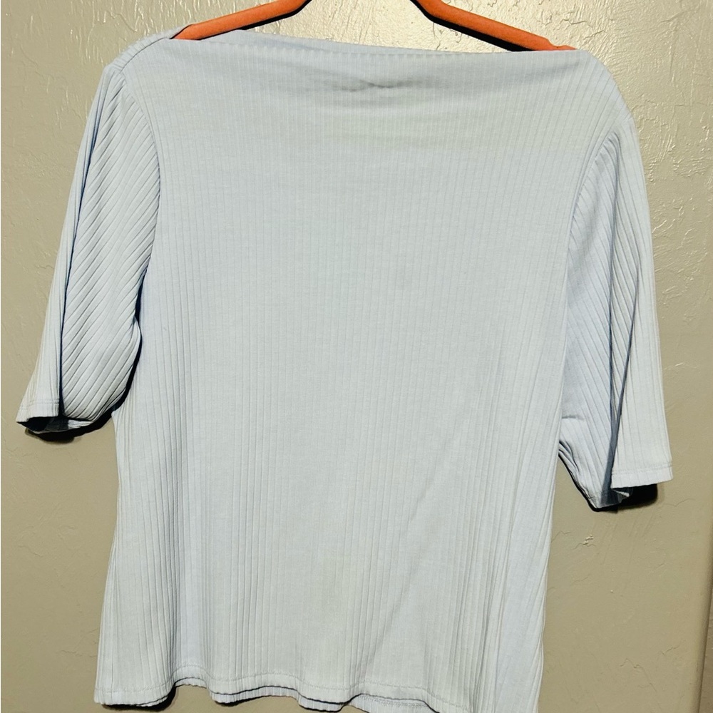 Old Navy Gray Ribbed 3/4 Sleeve Blouse
